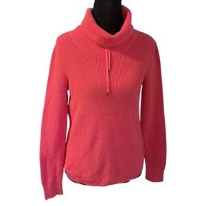Lauren Ralph Lauren Womens Waffle Coral Pink Knit Cowl Neck Pullover Sweater (S)